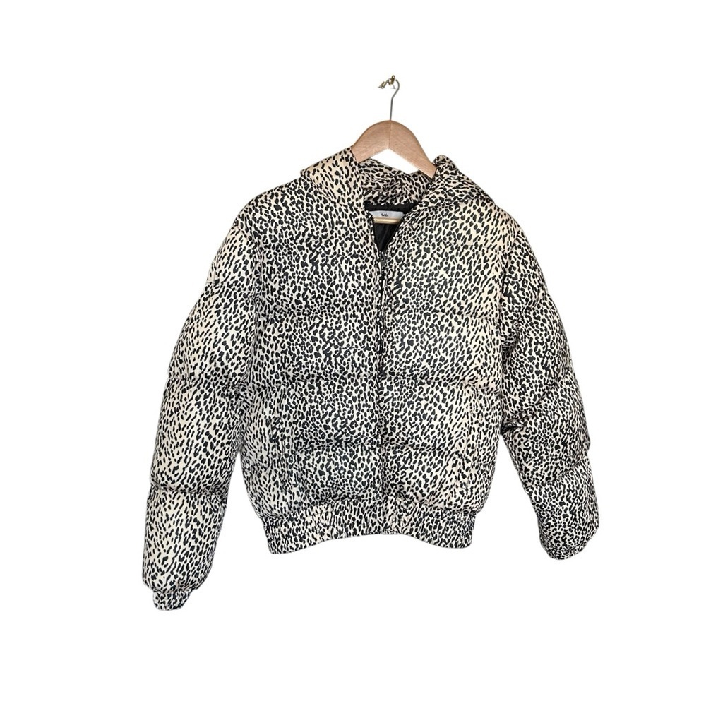 Adika Women’s Campbell Full Zip Hooded Puffer Jacket Cheetah Print Size L